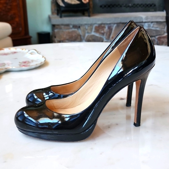 Ann Taylor black patent platform heels Size 8m - Picture 1 of 14